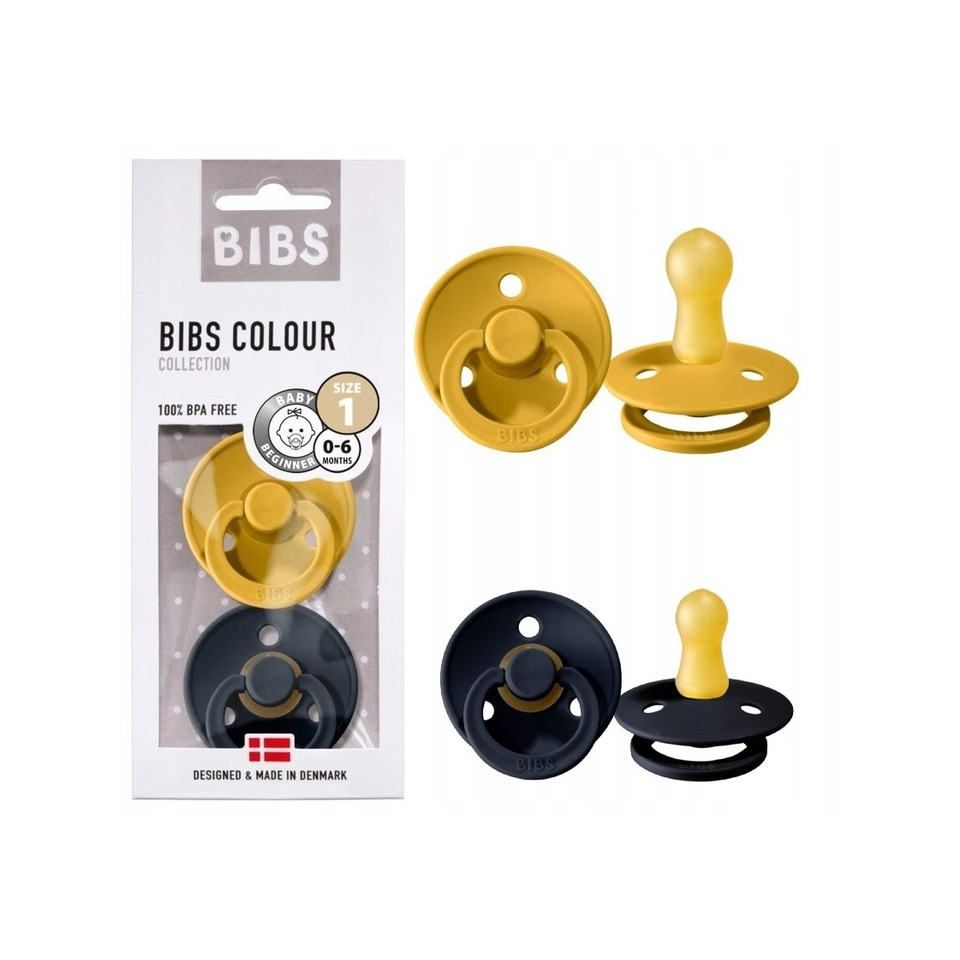 BIBS Smoczek KAUCZUK HEVEA 2x MUSTARDDARK DENIM S 0M+ BIBS MUSTARD S Smoczek Uspokajający kauczuk Hevea Sklep